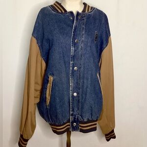 Dunbrooke CBS TV Network Dark Blue Denim Baseball Jacket - Vintage